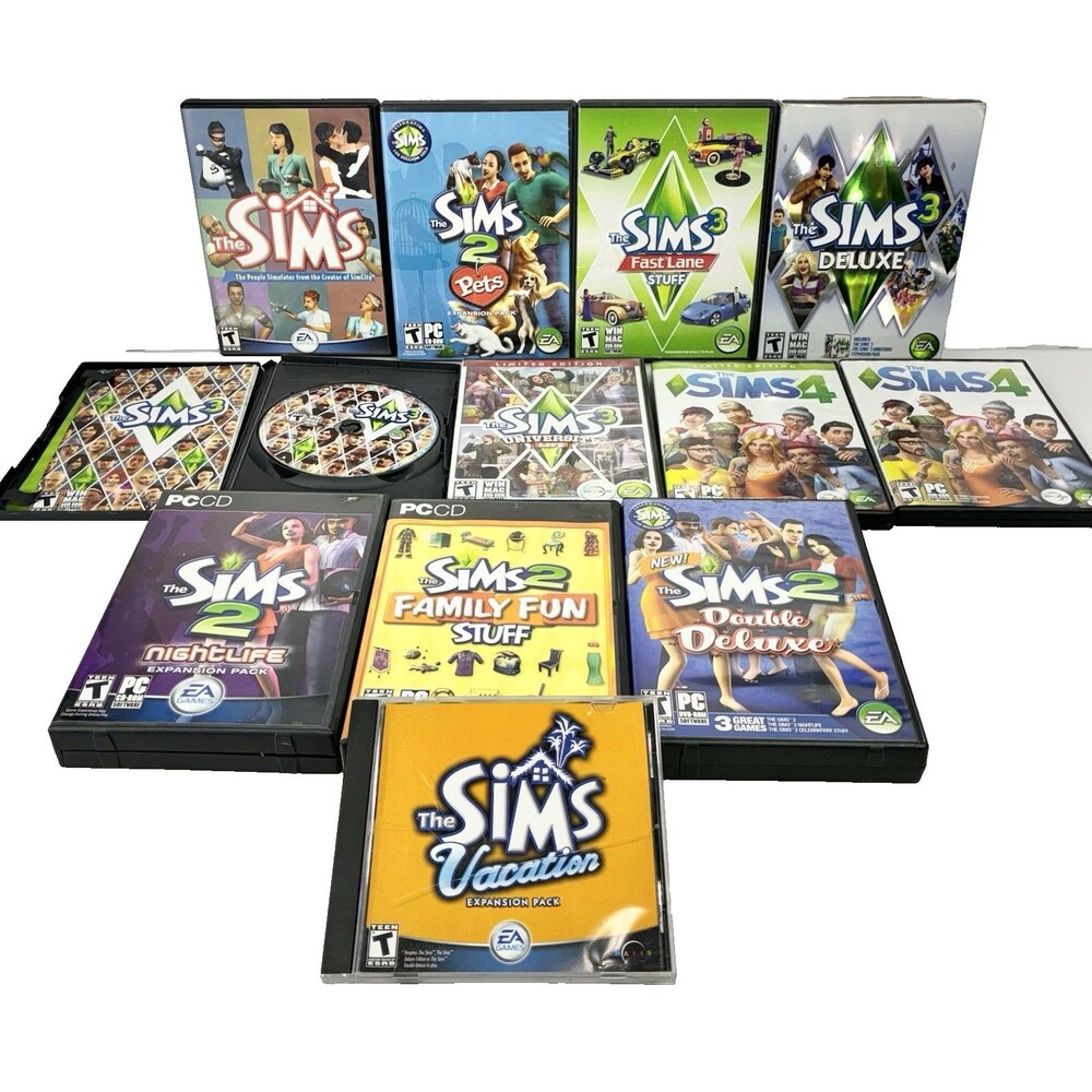 The Sims Mixed Lot of Twelve Vintage PC Games and Expansions